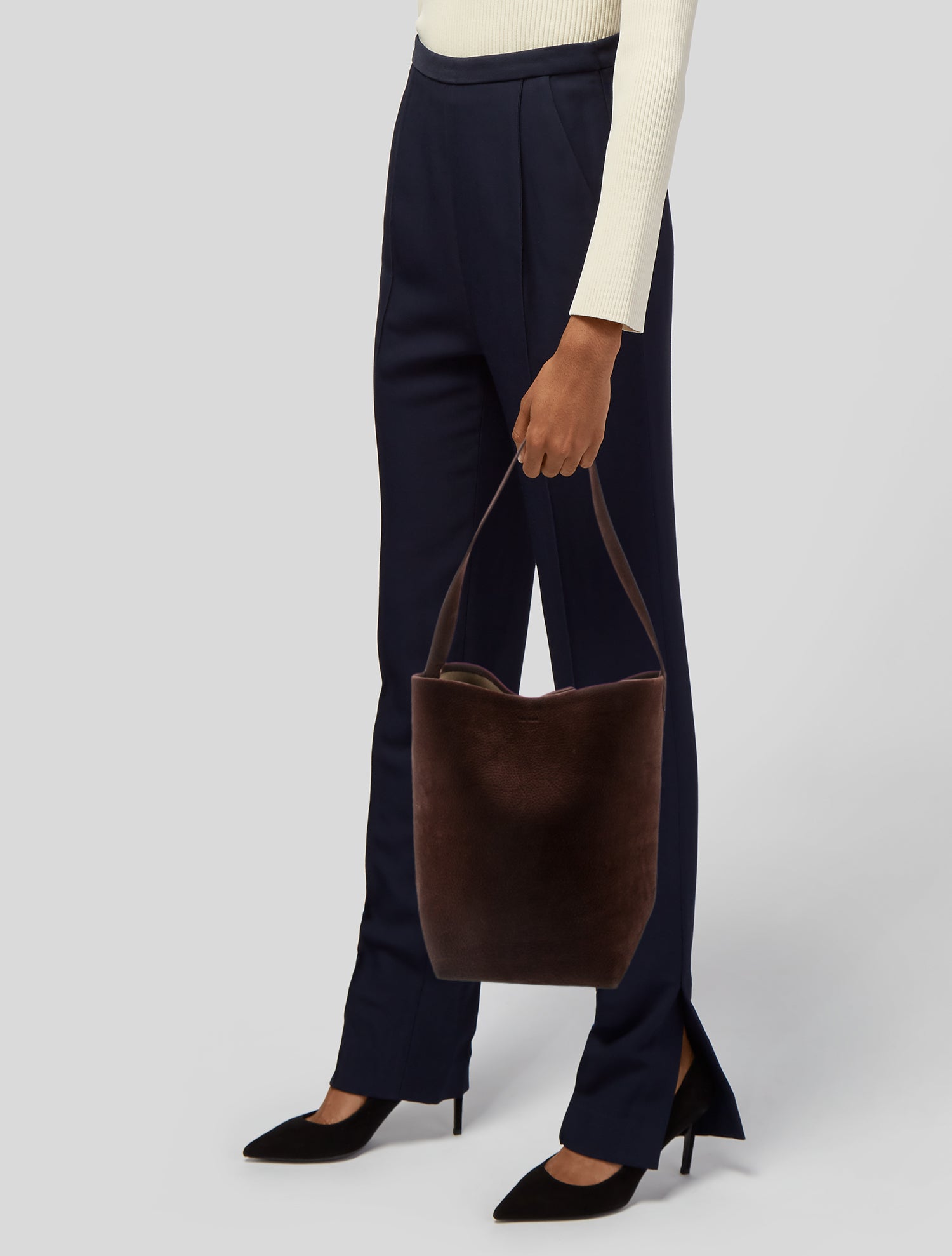 The Row Suede Bucket Bag